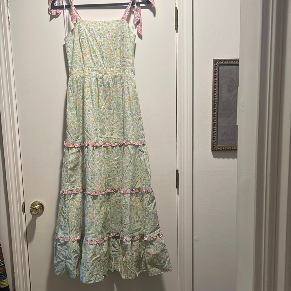 Lost + Wander Multi Colored Small Flowers Tiered Maxi Sundress